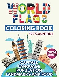 World Flags Coloring Book: Learn All Countries of