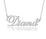 AOLO Diana Heart Name Necklace Silver Stainless