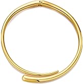 ENSKEFEN Chunky Collar Necklaces for Women Bold Gold Silver Teardrop Choker Necklace Open Cuff Necklace Fashion Statement Necklaces