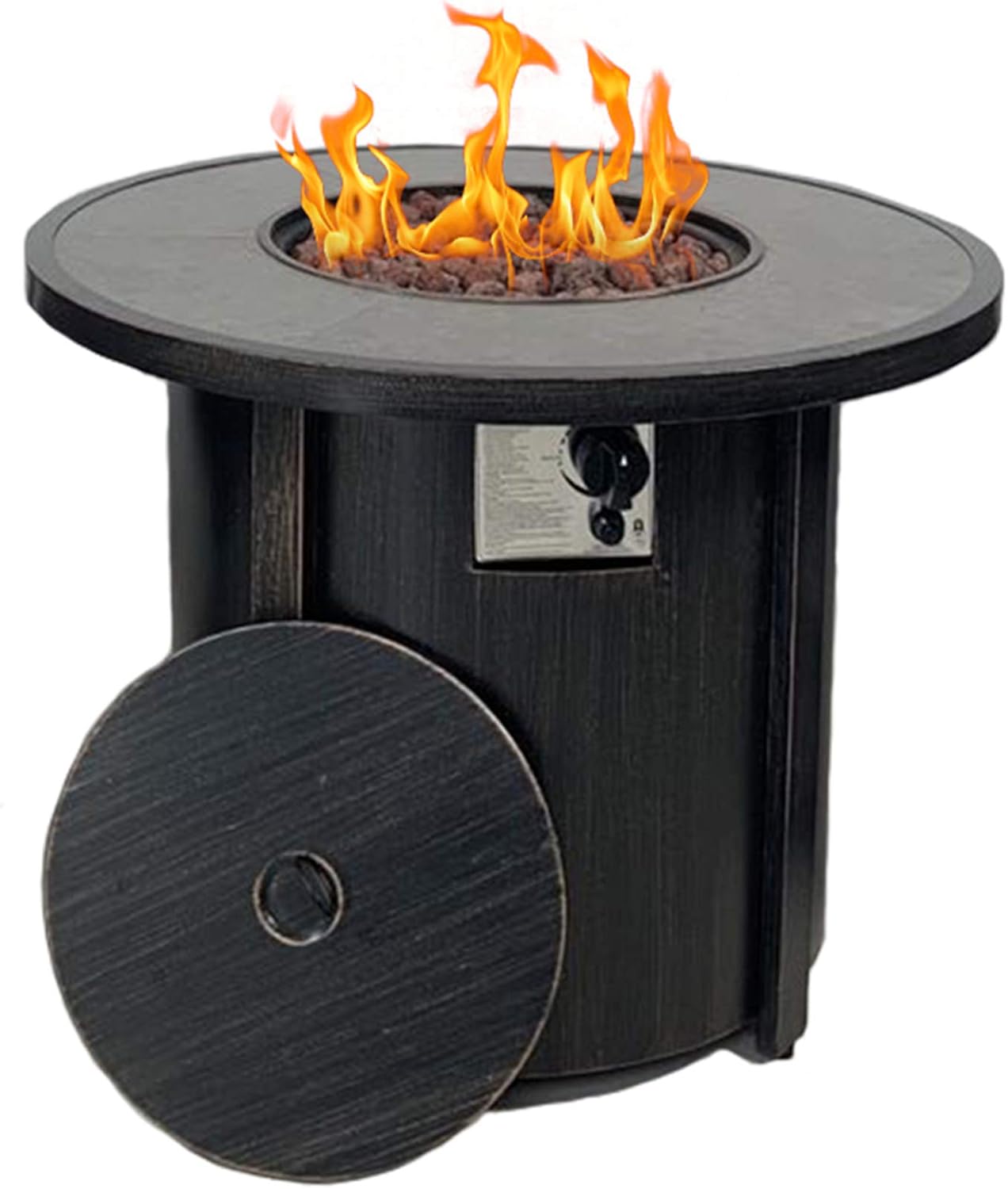 natural stone fire pit cost on Amazon Com Propane Gas Fire Pit Table Summerville 32 Round Gas Fire Pit Outdoor Fire Bowl Backyard Smokeless Firepits Patio Heater With Lava Rocks Protective Cover Garden Outdoor