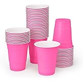 xo, Fetti Pink Plastic Cups (50 Count) – 16 oz Matte Disposable Party Cups | Bachelorette Party & Bridal Shower Tableware | Drinking Cups