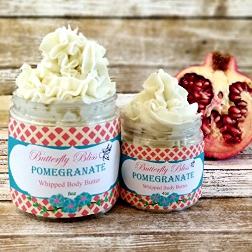 Pomegranate Whipped Body Butter, natural lotion, organic, 8oz jar, made with shea butter, mango butter, coconut oil, almond oil