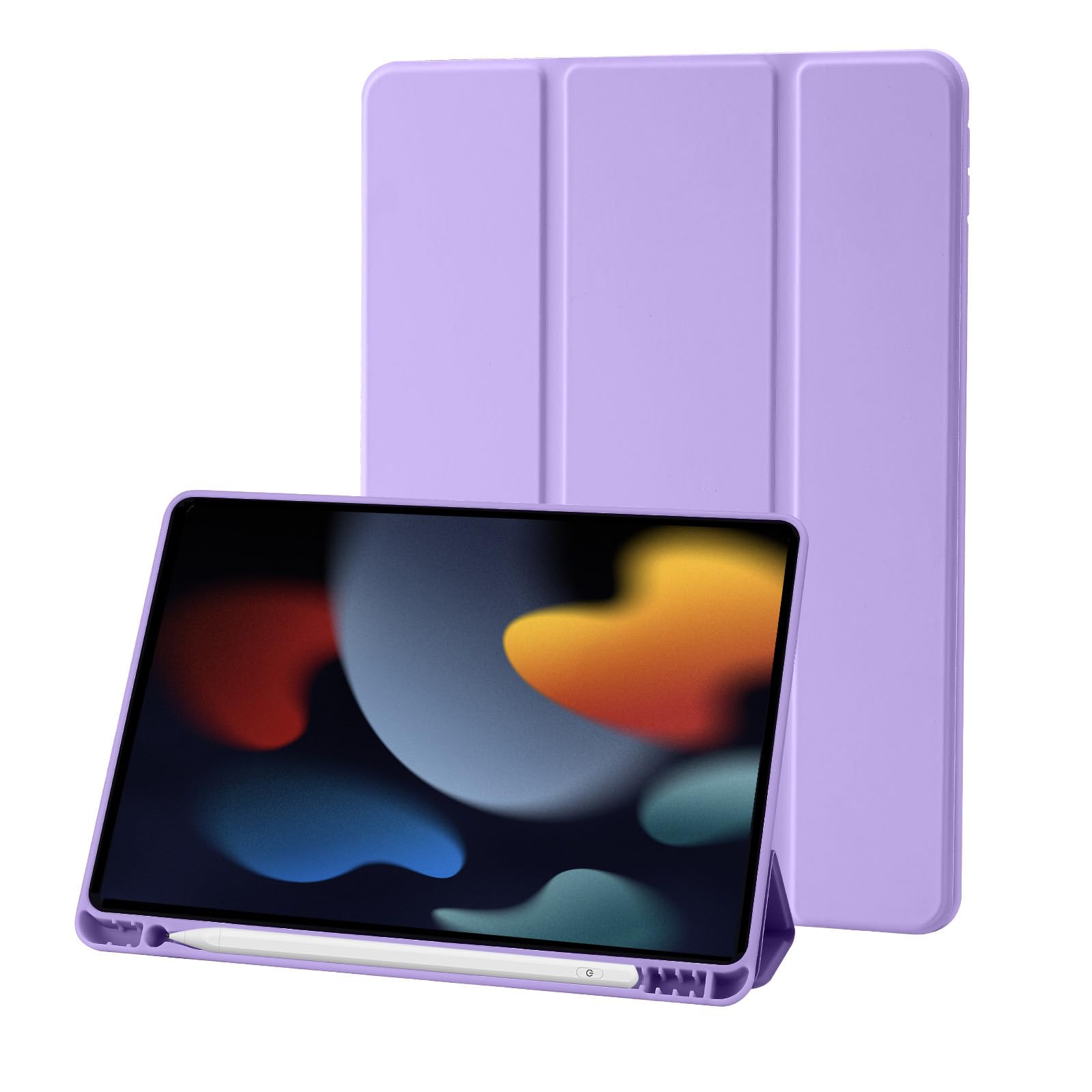 Cover Compatible with iPad 9 8 7 Generation (10.2 Inch, 2021/2020/2019 Model), Supports Pencil Charge 2nd Gen, Car Wake Up/Sleep (Purple)