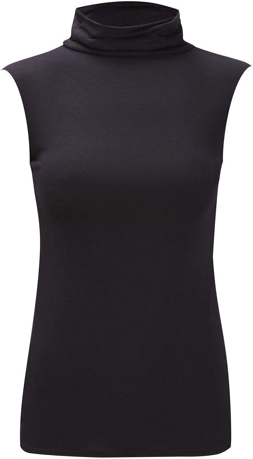 GenerationGap Womens Rollback Sleeveless Polo Neck Top_Black_S/M : Amazon.co.uk: Clothing
