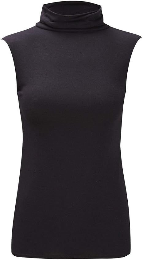 GenerationGap Womens Rollback Sleeveless Polo Neck Top_Black_S/M : Amazon.co.uk: Clothing