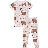 KicKee Print Short Sleeve Pajama Set – Stretchy Viscose from Bamboo Sleepwear for Toddlers and Kids