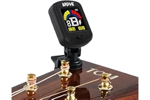 AUPHY Rechargeable Clip-On Tuner for Guitar, Ukulele, Violin - Chromatic Tuner for Bass, Banjo, Mandolin etc - 440Hz Fixed Standard Tuning with LED Display & Auto Shut Off(Type-C cable not included)