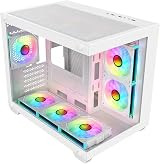 SaharaGaming M808W White Mini-ITX M-ATX Gaming Case 4x ARGB PWM Fans Tempered view 6