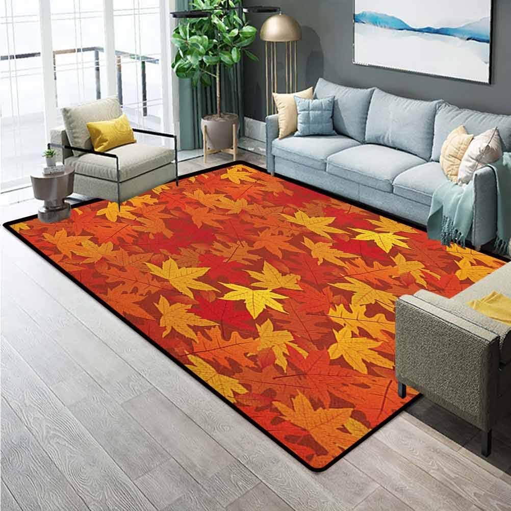 Orange Bath Rugs and mats Kitchen Rug Set Colorful Autumn