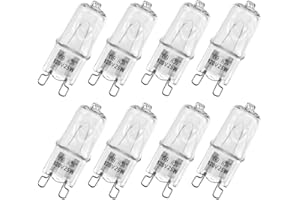 WOKHOK G9 Bulb, 8 Pack G9 Halogen Light Bulbs 2 Pin Base JC Type, 120V T4 Bi-Pin 25W Xenon Small Light Bulb,T4 Type 2 Pin Base Light Bulb Replacement Dimmable Warm White