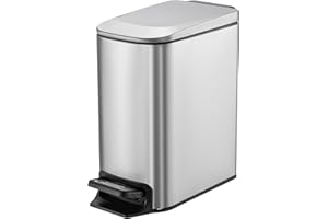 Veinvify 1.58 Gallons 6 Liter Stainless Steel Small Trash Can Dust Bin Waste Bin Kitchen Bathroom Garbage Can Pedal with Lid 