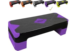 SPART Adjustable Workout Aerobic Stepper, Aerobic Exercise Step Platform with 4 Risers, 3 Levels Adjust 4" - 6" - 8", 26.77" Trainer Stepper with Non-Slip Surface for Home Gym Extra Risers