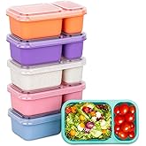 DOSEWART 2-Compartment Reusable Snack Containers with Lids, Wheat Straw Reusable Snack Packs for Meal Prep Food Storage on-the-go snacking(6Pack)