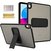 Dteck for iPad 11" (A16) 2025 / iPad 10.9" (10th Gen) 2022 Slim Clear Case with Kickstand/Stylus, Hard Plastic Back Shock-Absorbing TPU Frame, Protective Lightweight Thin Transparent Cover, Black