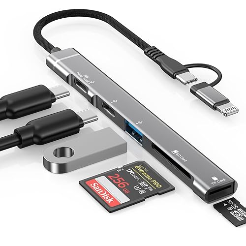 thumbnail image 2 of SD Card Reader For IPhone Apple MFi Certified 2 In 2 SD Card Adapter USB C Lightning To SD/Micro SD, Dual Slot Memory Card Reader For IPhone16 15/iPad /Samsung/Camera/SDHC/SDXC Buy, Best Price 2 of 14