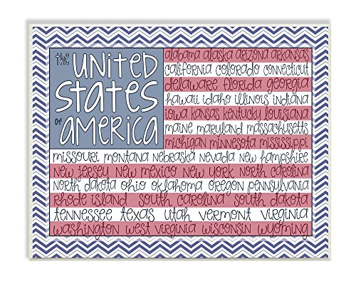Stupell Home Dcor United States Of America Flag Typography Art Wall Plaque, 11 x 0.5 x 15, Proudly Made in USA