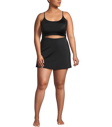 Lands' End Women's Crochet Monokini Swim Dress Swimsuit 10 Black/White at Amazon Women's Clothing store