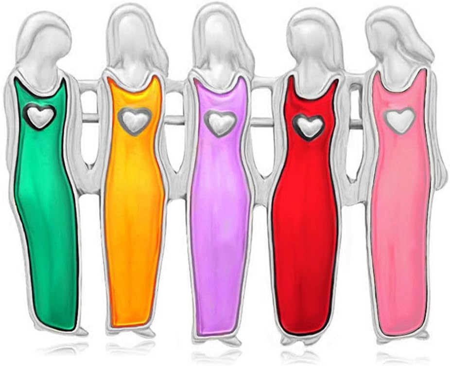 Hergon Sisters Friends Shape Brooch Painting Oil Family Pins Cloth Bag Accessories Gift,4#