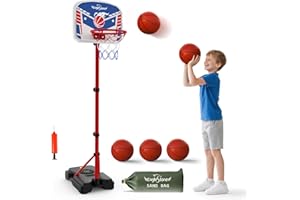 EagleStone Kids Basketball Hoop with Stand, Adjustable Height Basketball Set Toddler Toys for Boys and Girls Age 3-12, Indoor