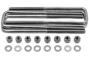 JKYH TECHPLUS Universal 3" Wide Leaf Spring Axle Square U-Bolts for 9/16" Diameter 11.4" Long Freedom Offroad, Extended U Bolts with Hardware