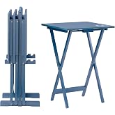Linon SAMM Navy Trey Table Set with Compass Accent Includes Four Trey Tables and Stand