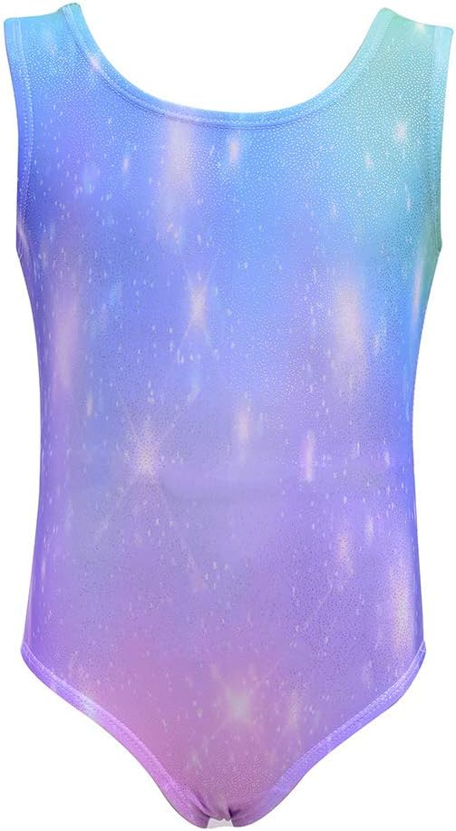 Gymnastics Leotards for Girls One-piece Sparkle Colorful Rainbow Dancing Athletic Leotards 2-11Years