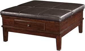 Wood & Style Mesa de café otomana de Madera y Estilo con Parte Superior