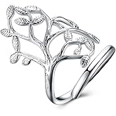 LZD Sterling Silver Plated Ring Women's Tree of Life Adjustable Size B542
