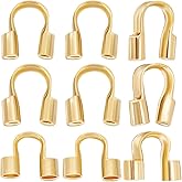 Beebeecraft 1 Box 150Pcs 3 Sizes Jewellery Wire Guardians 18K Gold Plated U Shape Wire Guard Loops Thread Protector for Jewelry Making Bracelet Necklaces(Hole: 0.6~1.5mm)