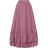 Scarlet Darkness Maxi Skirts for Women Long Renaissance Skirt Flowy Ruffle Tiered Skirt
