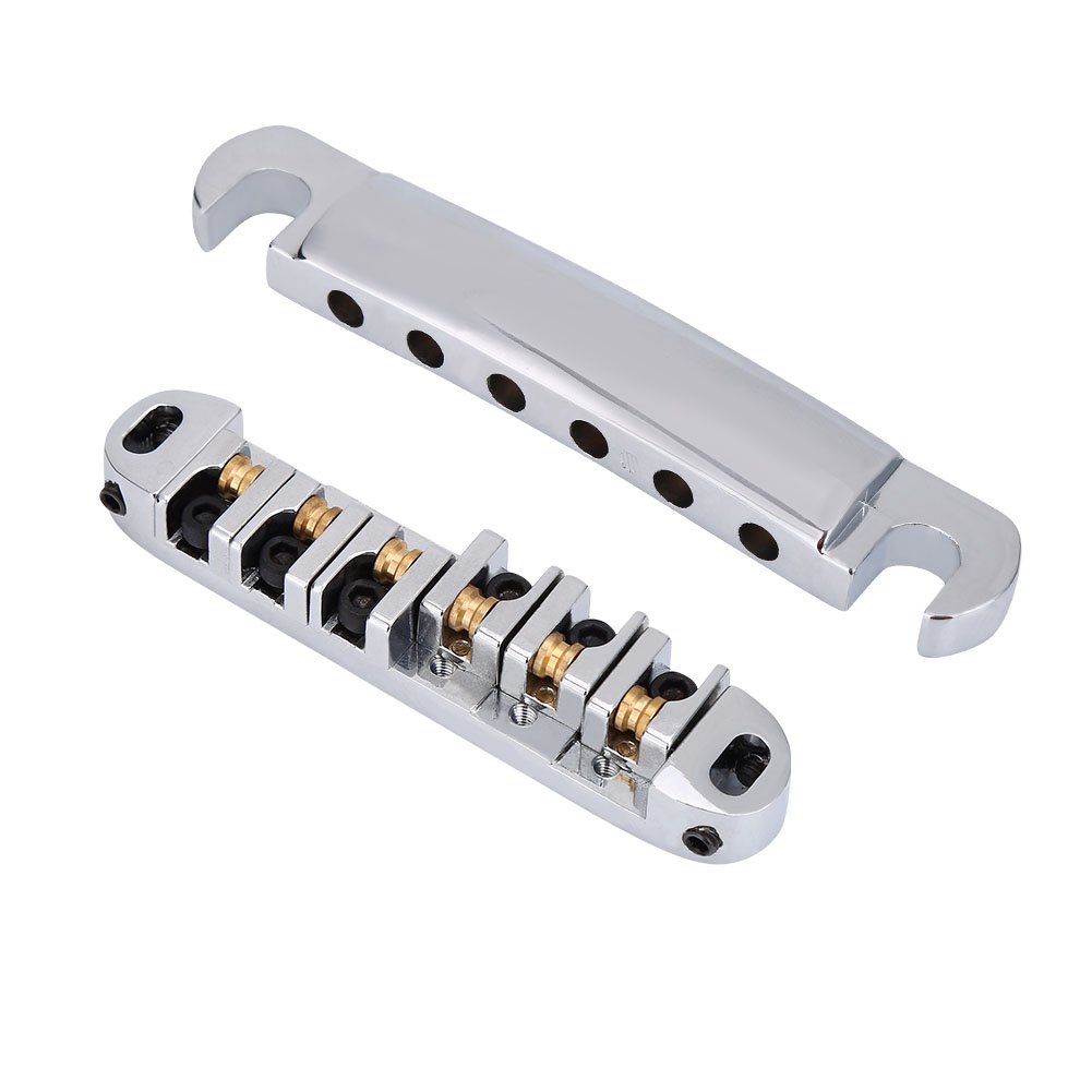 Drfeify Roller Bridge Set,Roller Saddle Bridge Replacement Accessory Compatible with LP Style 6-String Electric Guitar