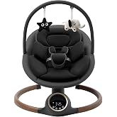Baby Swing for Infants with 5 Point Harness, 5 Speeds Infant Swing with Soft Cushion, 10 Songs and Bluetooth Music for Newborn, Remote Control &amp; Touch Panel Use, Black