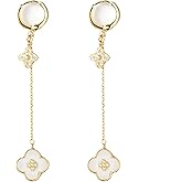 XUDEJUN Four Leaf Clover Earrings Silver Needle Clover Earrings Full of Diamond Zircon Anti-Allergy Jewelry Earrings Large for Women or Girls……