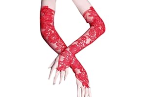 LeJulyeekay Women Floral Lace Gloves for Wedding Party Evening Fingerless Gloves