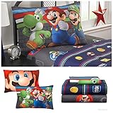 Super Mario Brothers Kids Twin Bedding Sheet Set