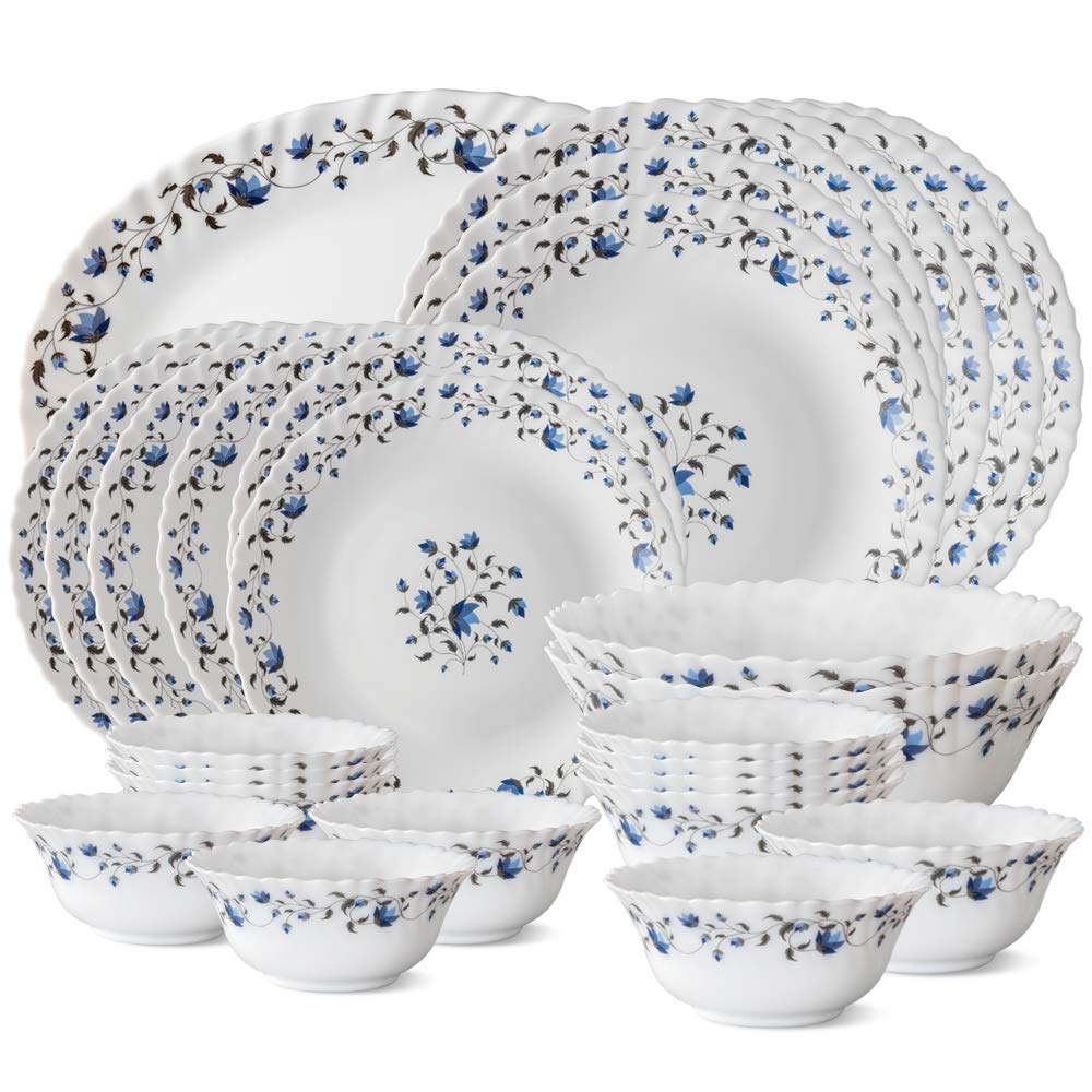 Buy Larah by Borosil Helena Opalware Dinner Set, 27Pieces, White