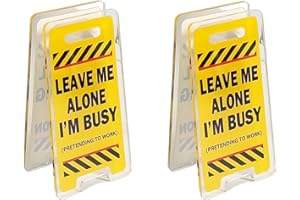 BOOGE 2 Pcs Leave Me Alone, I'm Busy, Funny Mini Office Desk Warning Sign Decor for Coworker
