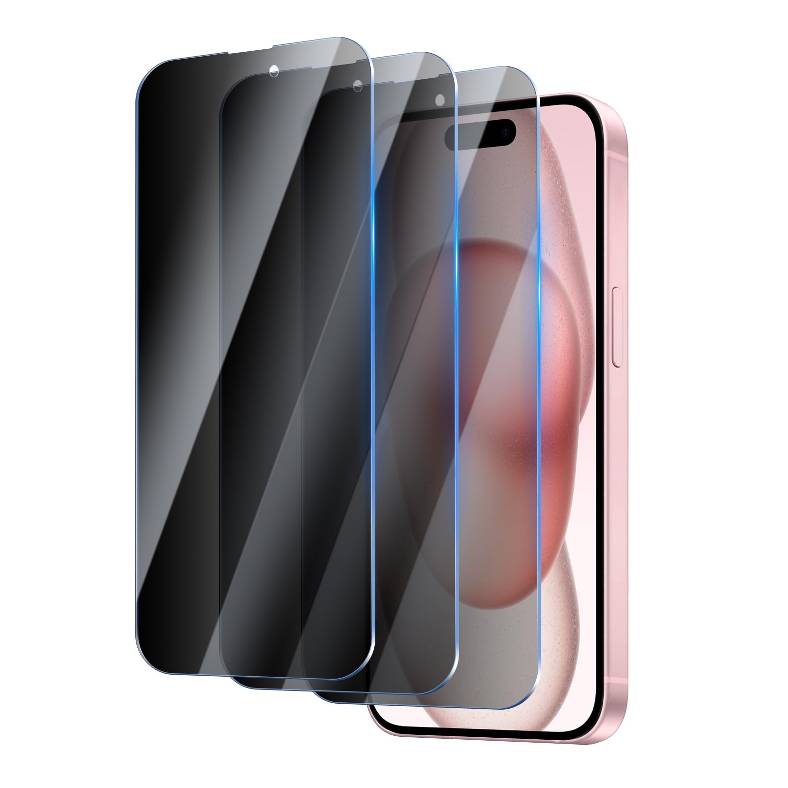 YUXINDZ 3 Pack Privacy Screen Protector for iPhone 15 / iPhone 15 Pro, Anti-Spy Tempered Glass Film Anti-Scratch, 9H Hardness