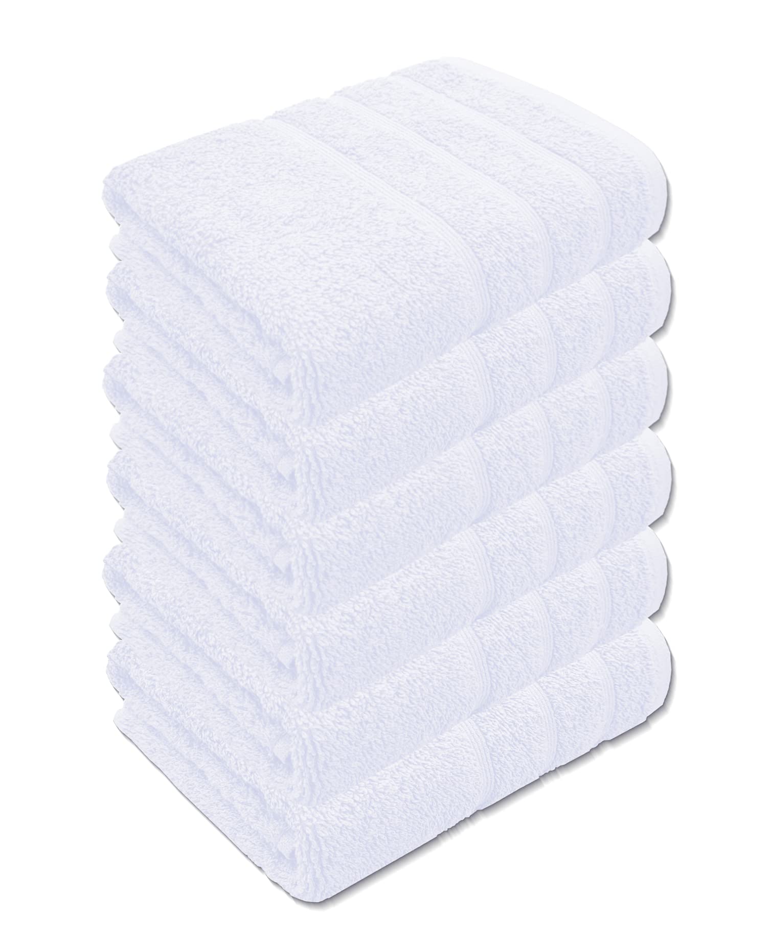 A & B TRADERS Premium Cotton Hand Towels 100% Soft Ring Spun Cotton 50 x 85 cm Hotel Quality Thick Absorbent (White, 6)