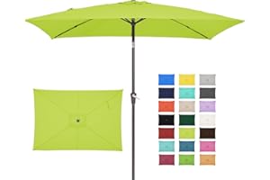 JEAREY 6.5x10 ft Rectangular Patio Umbrellas Outdoor Market Umbrella with Push Button Tilt and Crank, Rectangle Table Umbrella 6 Sturdy Ribs UV Protection for Pool Garden Backyard Deck, Apple Green
