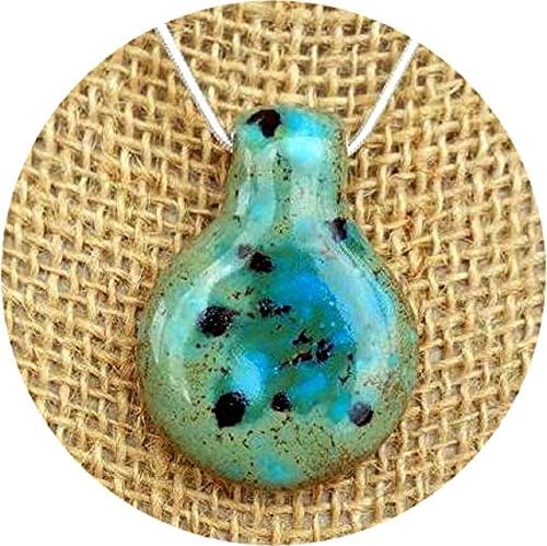 Teal Drop Glass Essential Oil Diffuser Aromatherapy Pendant Necklace .925 Sterling Silver (30)