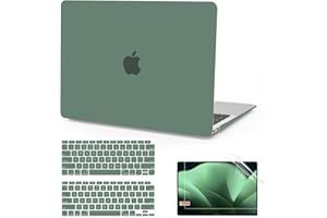 Anban Compatible with MacBook Air 13 inch Case M1 2022 2021 2020 2019 2018 Release A2337 A2179 A1932 Touch ID, Plastic Laptop Hard Shell Case & 2 Keyboard Cover & Screen Protector, Midnight Green