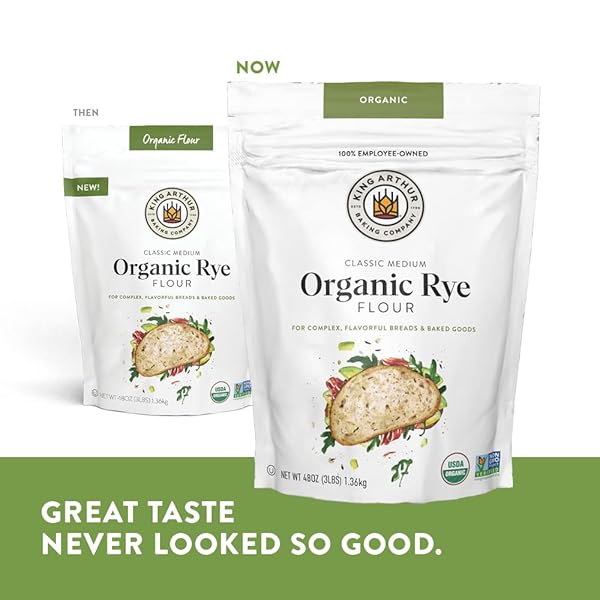 KING ARTHUR ORGANIC MEDIUM RYE FLOUR – 3 LBS FOR COMPLEX FLAVORFUL BREADS & BAKED GOODS – 100% US GROWN & MILLED – NON-GMO PROJECT VERIFIED – ROBUST FLAVOR FOR RYE BREAD, COOKIES & MORE