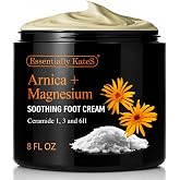 Essentially KateS Arnica Magnesium Sore Muscle Foot Cream, 8 fl oz &ndash; Soothing Moisturizer with Arnica, Magnesium, Frankincense Oil, Ceramide 1, 3 &amp; 6-II &ndash; For Tired Feet and Daily Comfort