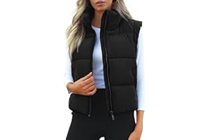 Cityork Women's Puffer Vest Lightweight Sleeveless Winter Outerwear Full Zipper Warm Padded Gilet Jacket Coat with Pockets