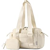 SKYSPER Mini Gym Bag for Women, Small Duffle Bag with Wet Compartment - Super Lightweight, Tiny & Compact Workout Bag for Sports, Travel, Includes Coin Purse（Beige）