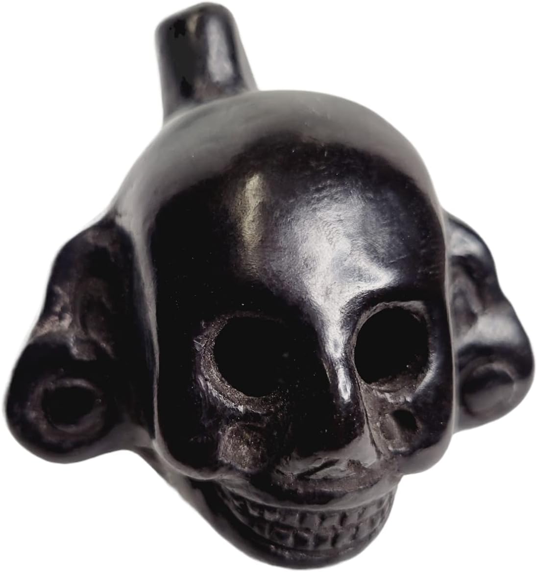 Mixed Media - Small Penacho Death Whistle, Death Whistle LOUD medium size Hand Crafted Original Whistles, Maya Aztec, sugar (Black)