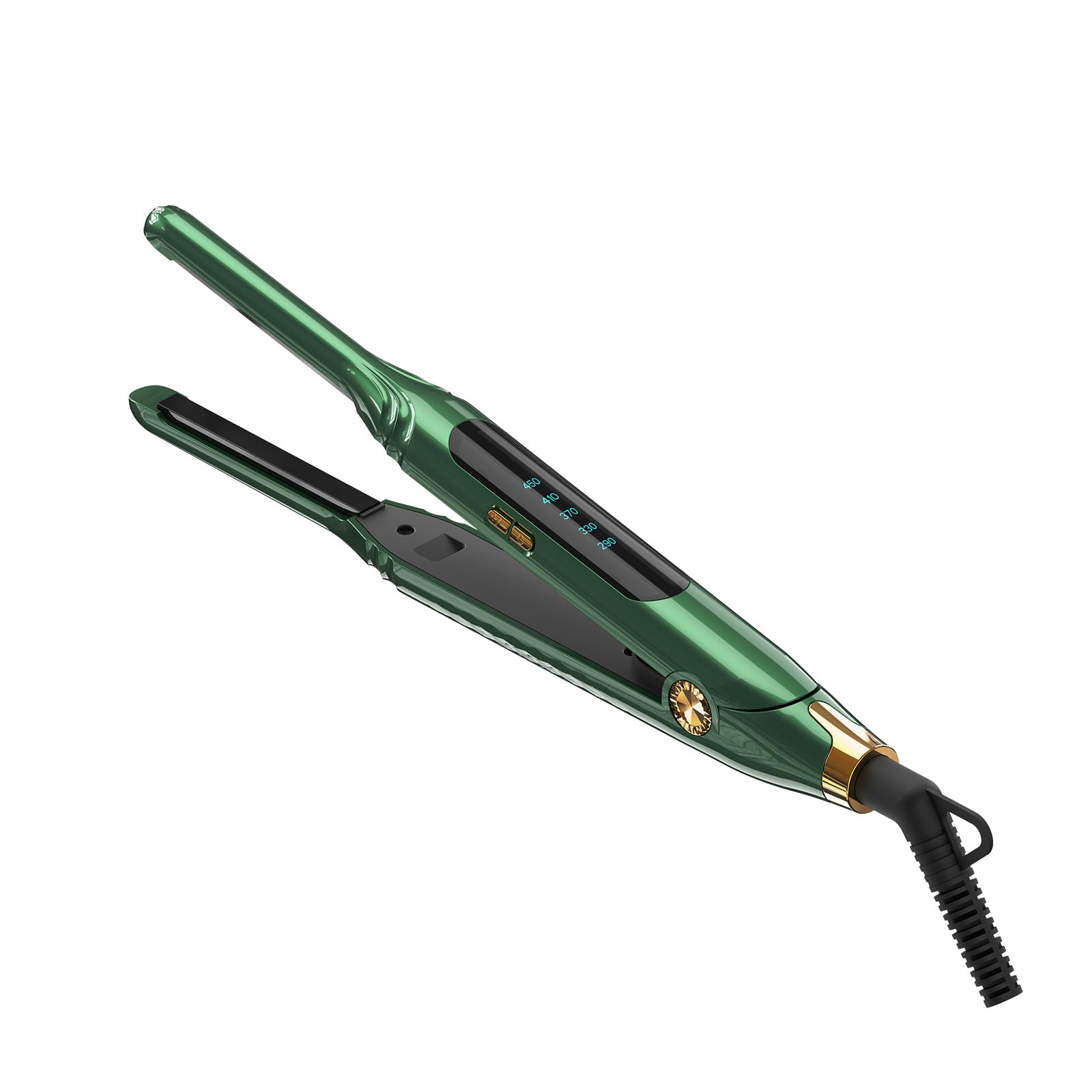 Small Flat Irons for Short Hair, 15s Ultra Fast Heat Up Pencil Flat Iron, Negative Ions Mini Flat Iron for Edges, 3/10'' Travel Hair Straightener with LED Display Auto Shut Off（Green）