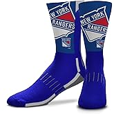 For Bare Feet Adult NHL Zoom Curve Team Crew Socks - Poly Spandex Blend - Supportive formed heel - Enhance Performance and Style (New York Rangers - Royal, Medium)