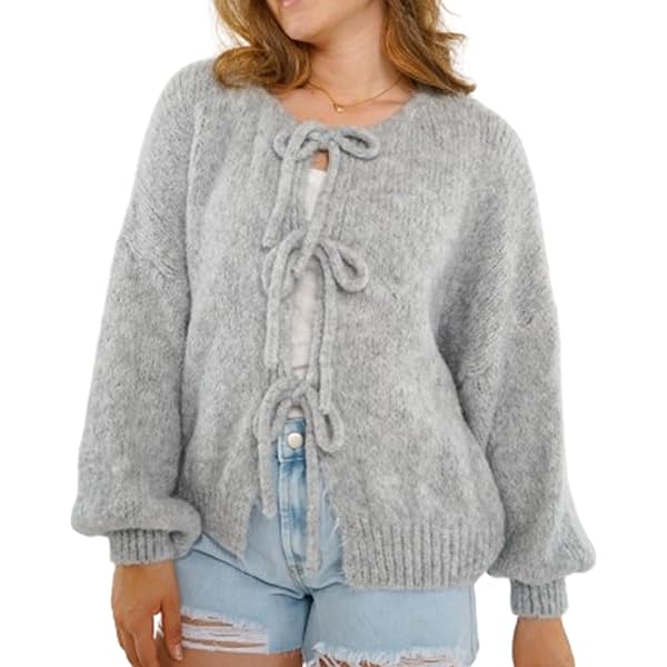 トップス Hug knit cardigan lightgrey ANDMARY Hug knit cardigan